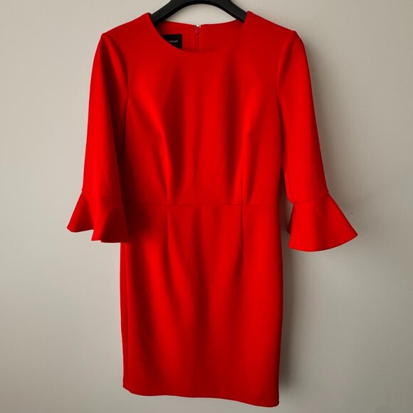 Donna Morgan ¾ Bell Sleeve Sheath Dress Red - Picture 1 of 8